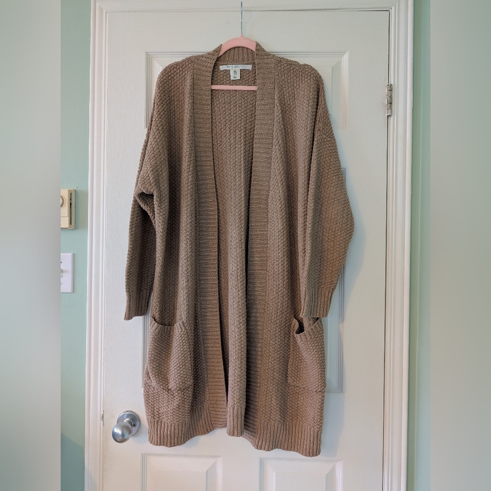 Cozy Tan Knit Cardigan Sweater